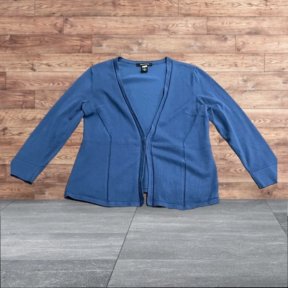 White House Black Market Blue V-Neck Cardigan Sweater Size Small